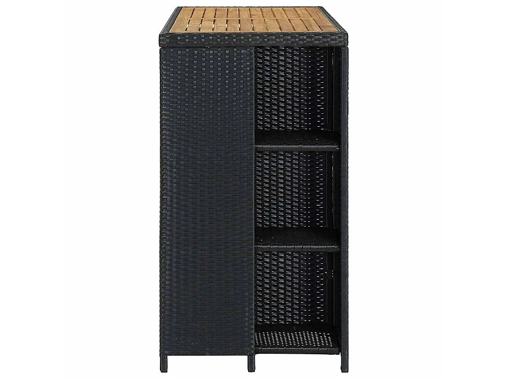 Table de bar avec rangement Noir 120x60x110 cm Résine tressée