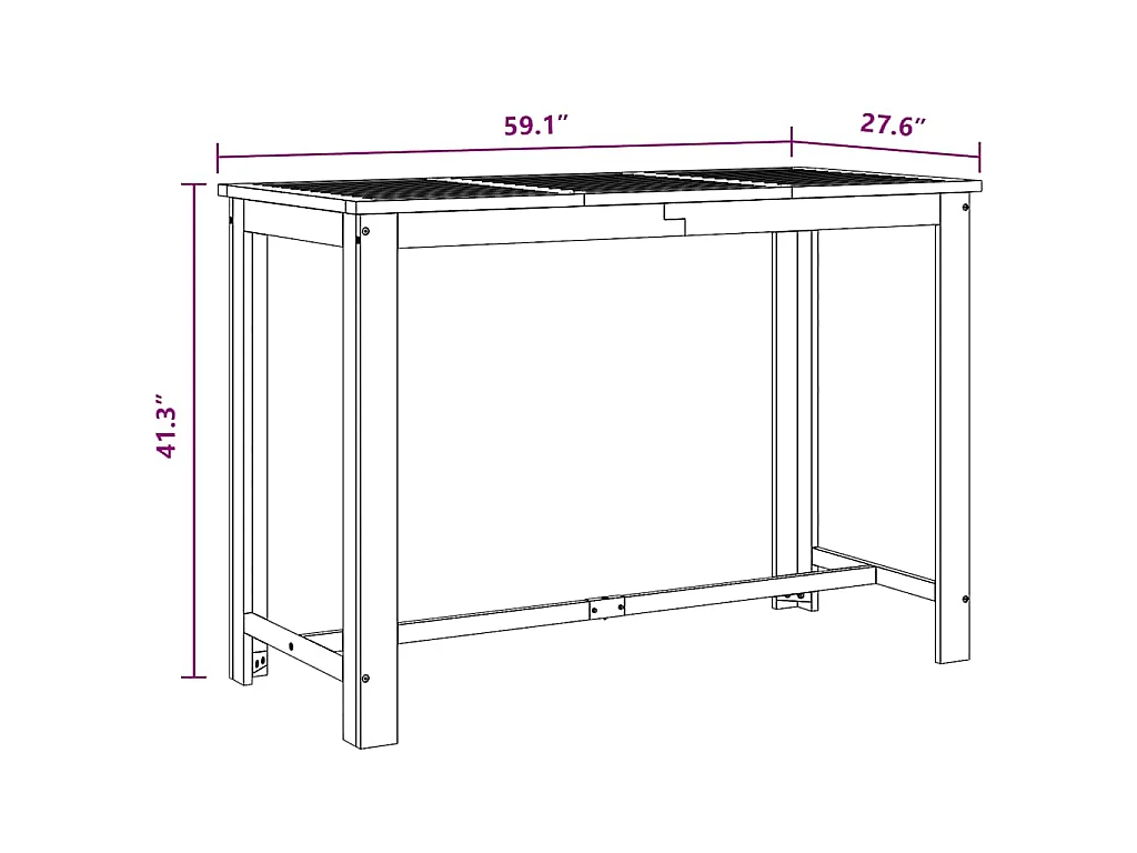 Table de bar Bois d'acacia massif 150x70x105 cm