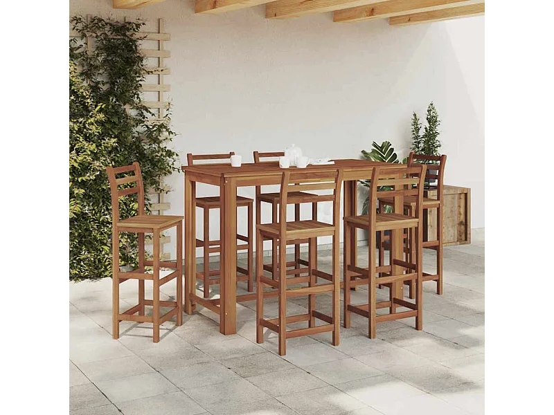 Mesa de bar de madera maciza de acacia 150x70x105 cm