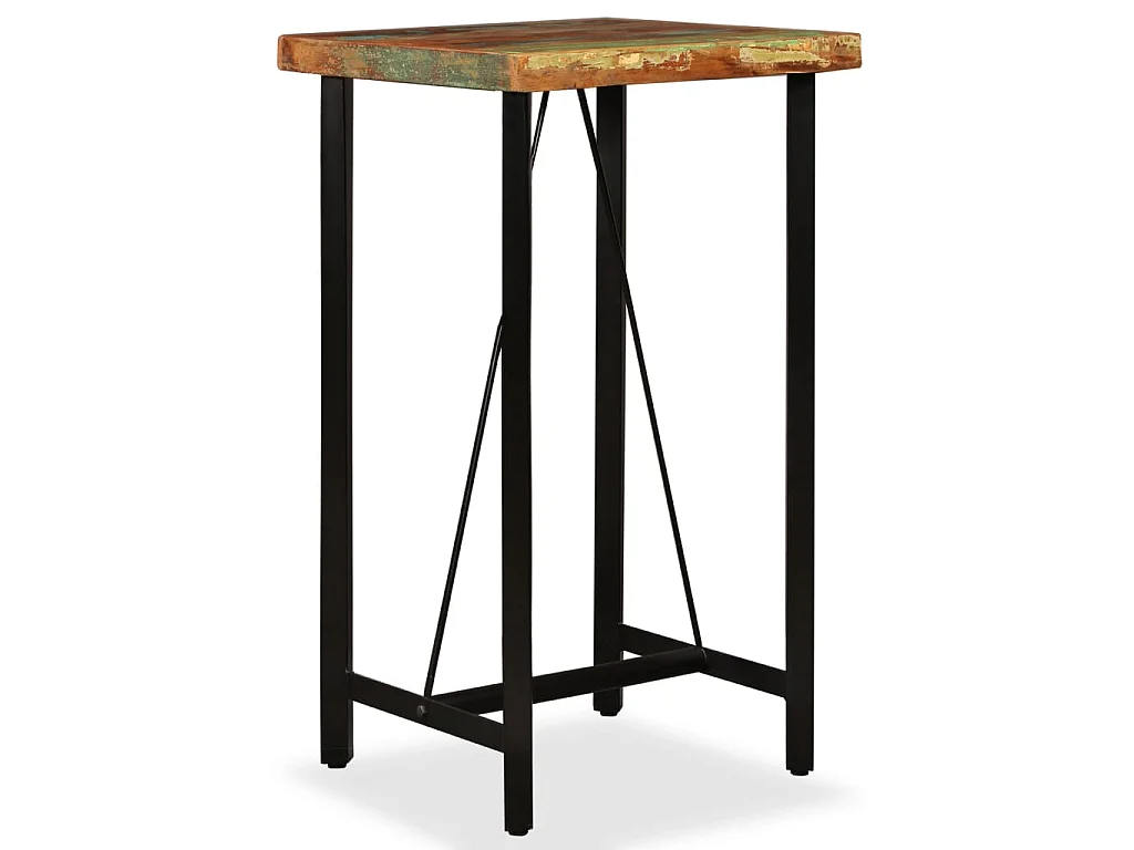 Mesa de bar em madeira recuperada maciça 60x60x107 cm