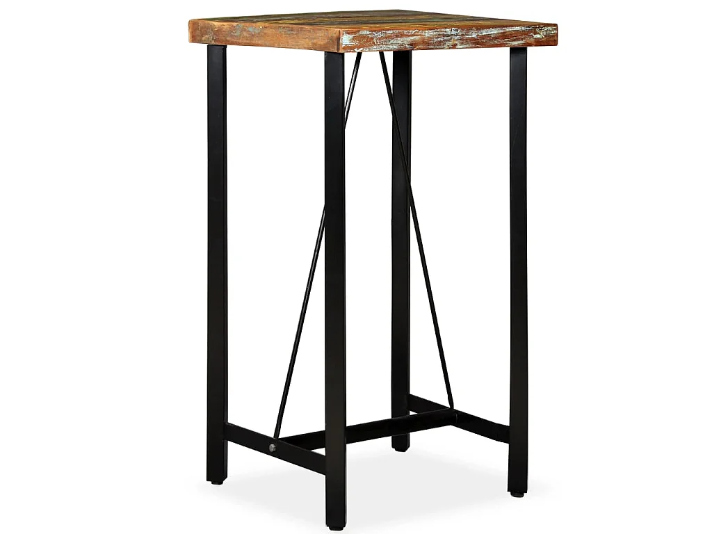 Mesa de bar em madeira recuperada maciça 60x60x107 cm