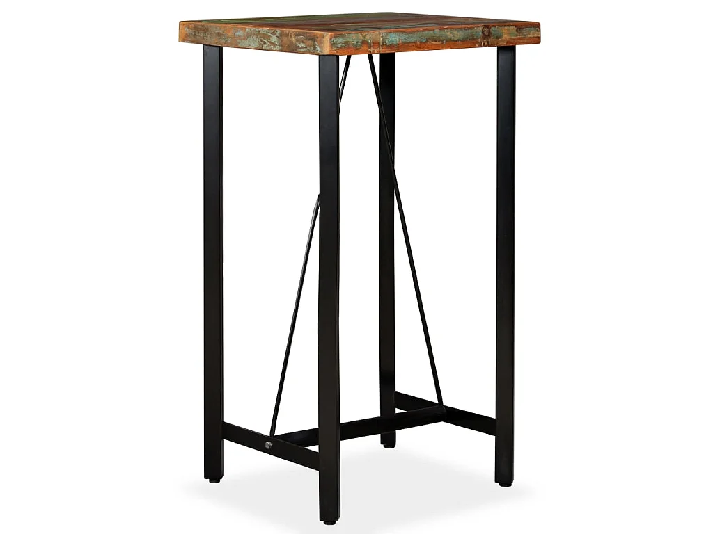 Mesa de bar em madeira recuperada maciça 60x60x107 cm
