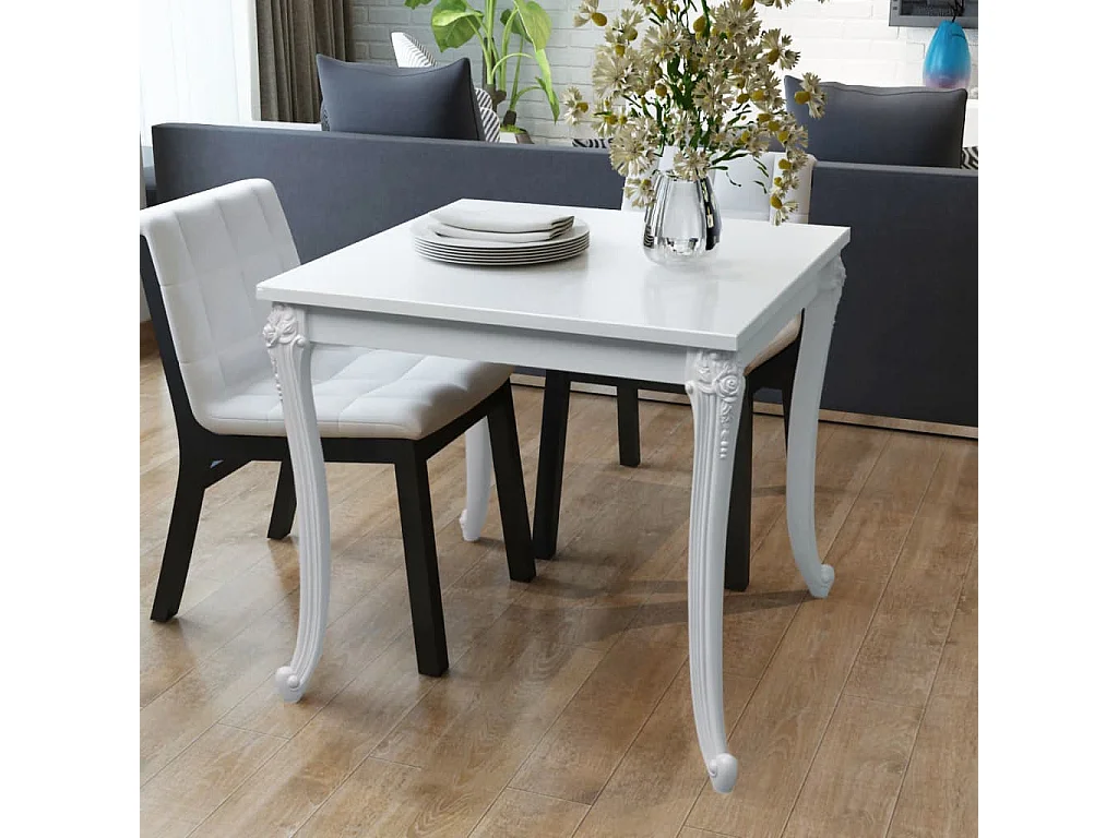 Table à manger 80x80x76 cm blanc brillant