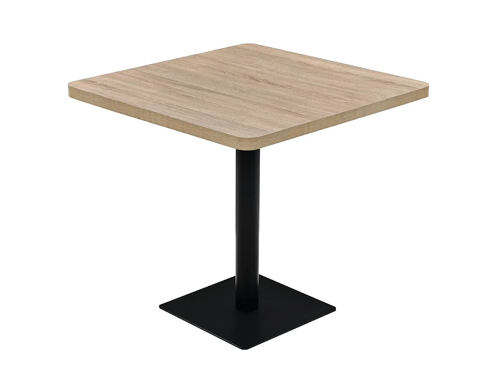 Table de bistro MDF et acier Carré 80x80x75 cm Couleur de chêne