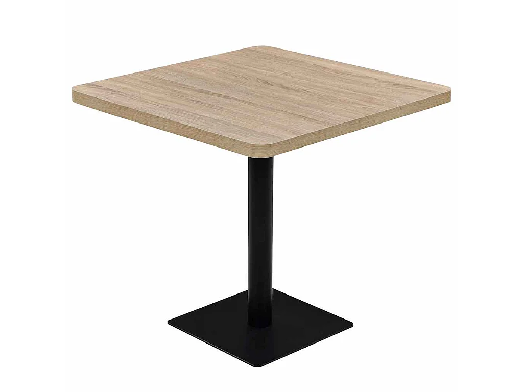Table de bistro MDF et acier Carré 80x80x75 cm Couleur de chêne