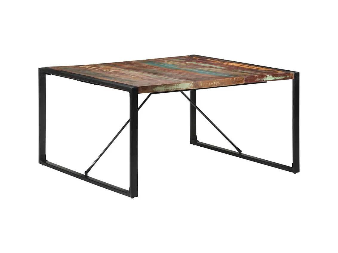 Tavolo da Pranzo 140x140x75 cm in Legno Massello di Recupero