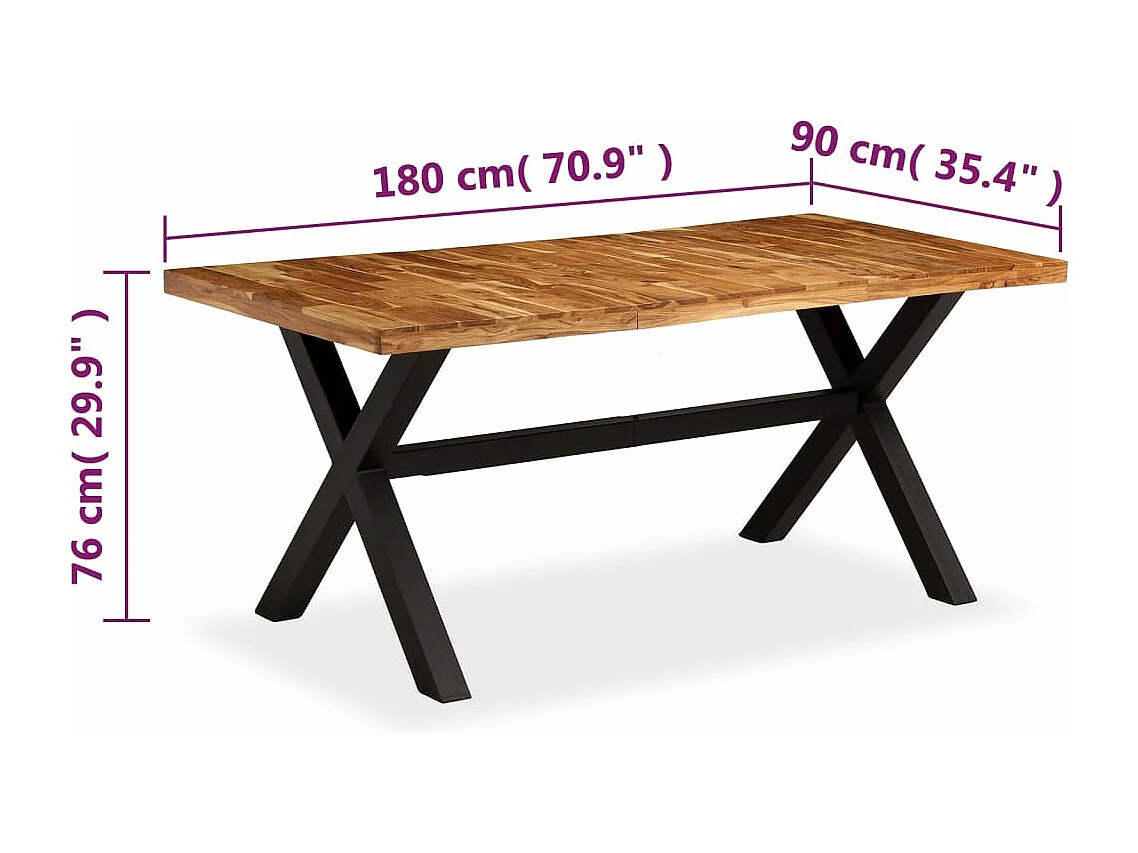 Table à manger Bois d'acacia massif et manguier 180x90x76 cm