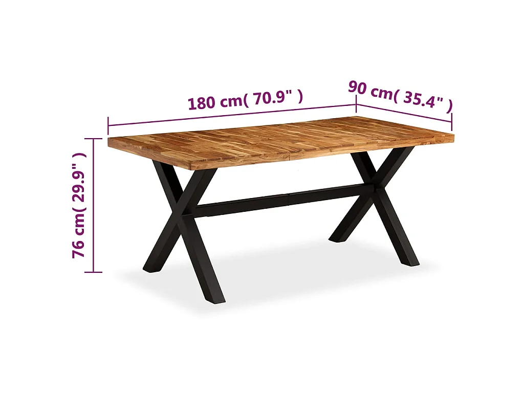 Table à manger Bois d'acacia massif et manguier 180x90x76 cm