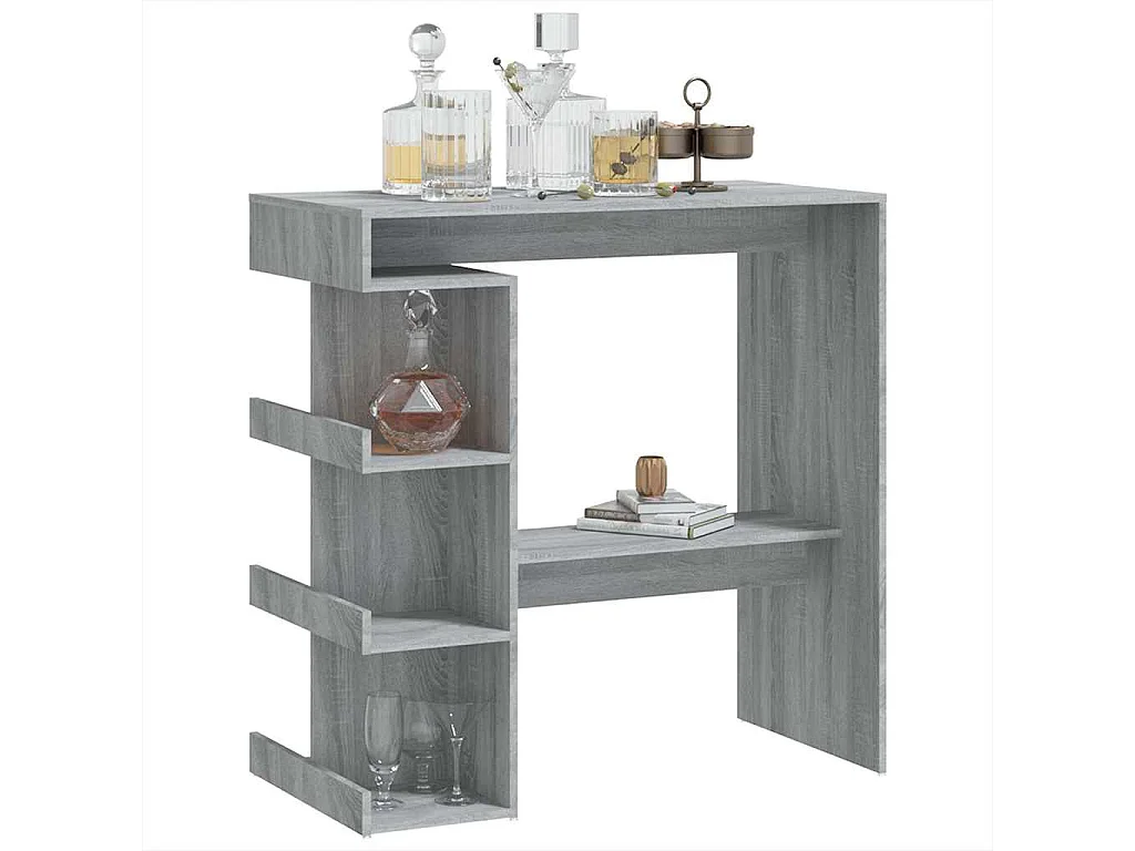 Table de bar et étagère de rangement Sonoma gris 100x50x101,5cm