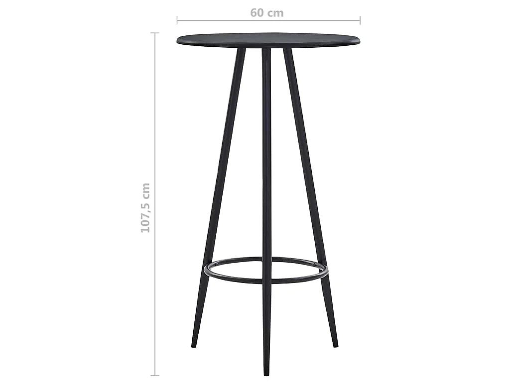 Bartisch Schwarz 60×107,5 cm MDF