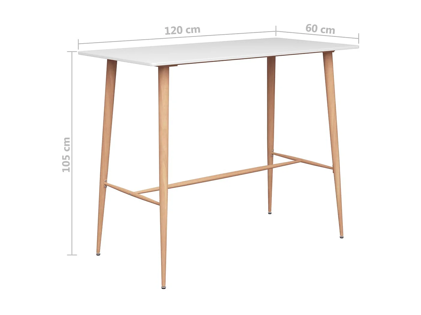Mesa de bar blanco 120x60x105 cm