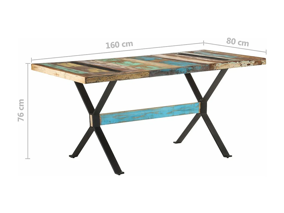 Tavolo da Pranzo 160x80x76 cm in Legno Massello di Recupero