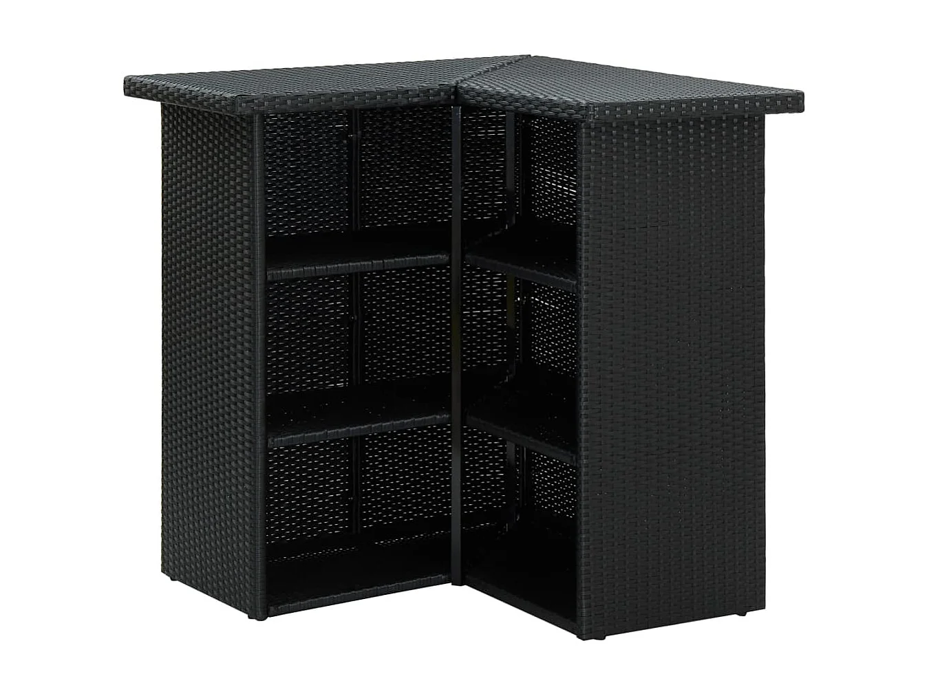 Tavolo da Bar ad Angolo Nero 100x50x105 cm in Polyrattan