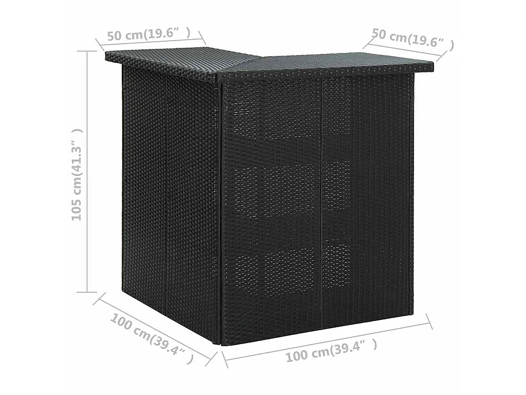 Eck-Bartisch Schwarz 100x50x105 cm Poly Rattan