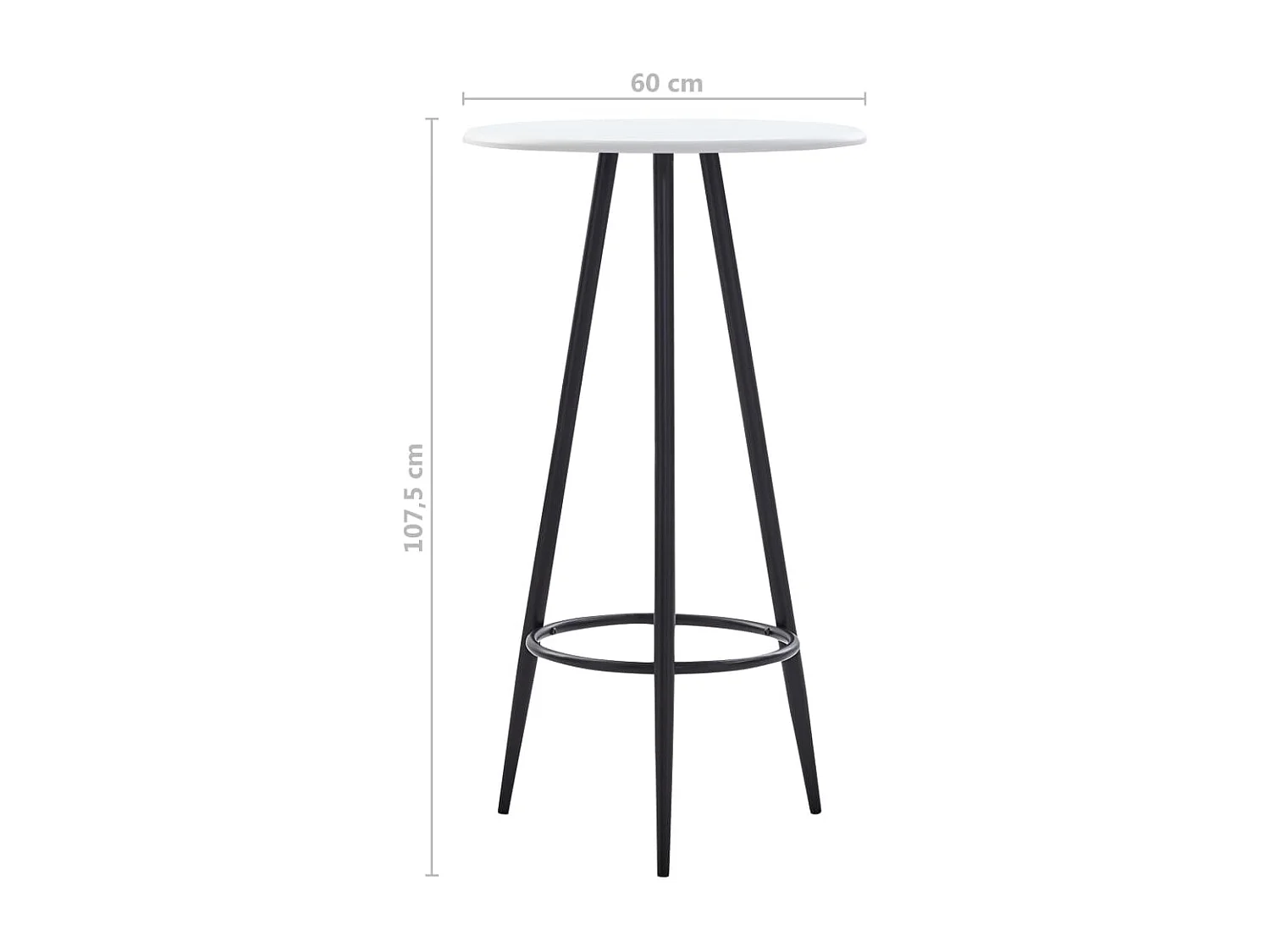 Bartisch Weiß 60×107,5 cm MDF