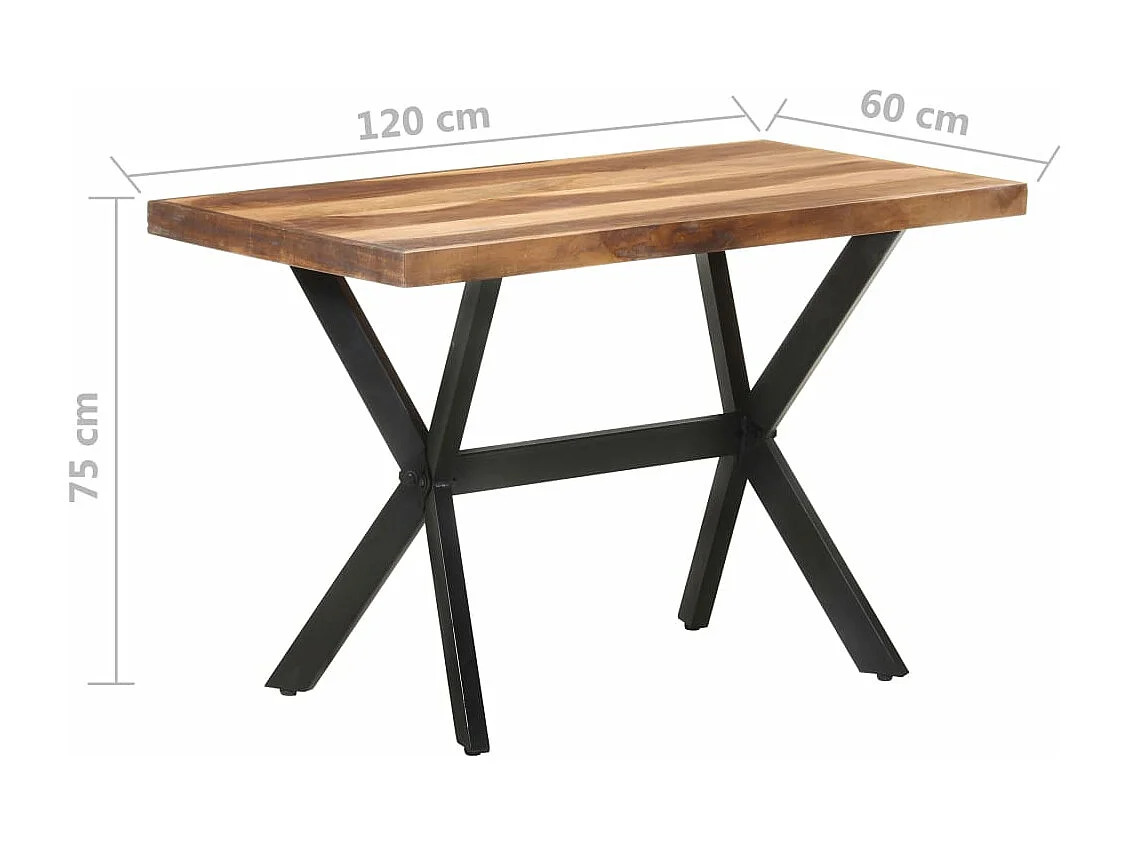 Eettafel 120x60x75 cm massief hout met honingkleurige afwerking