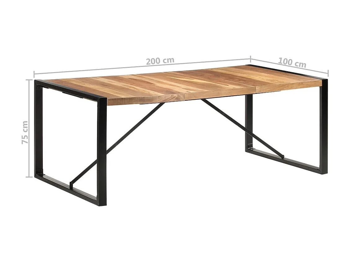 Eettafel 200x100x75 cm massief hout