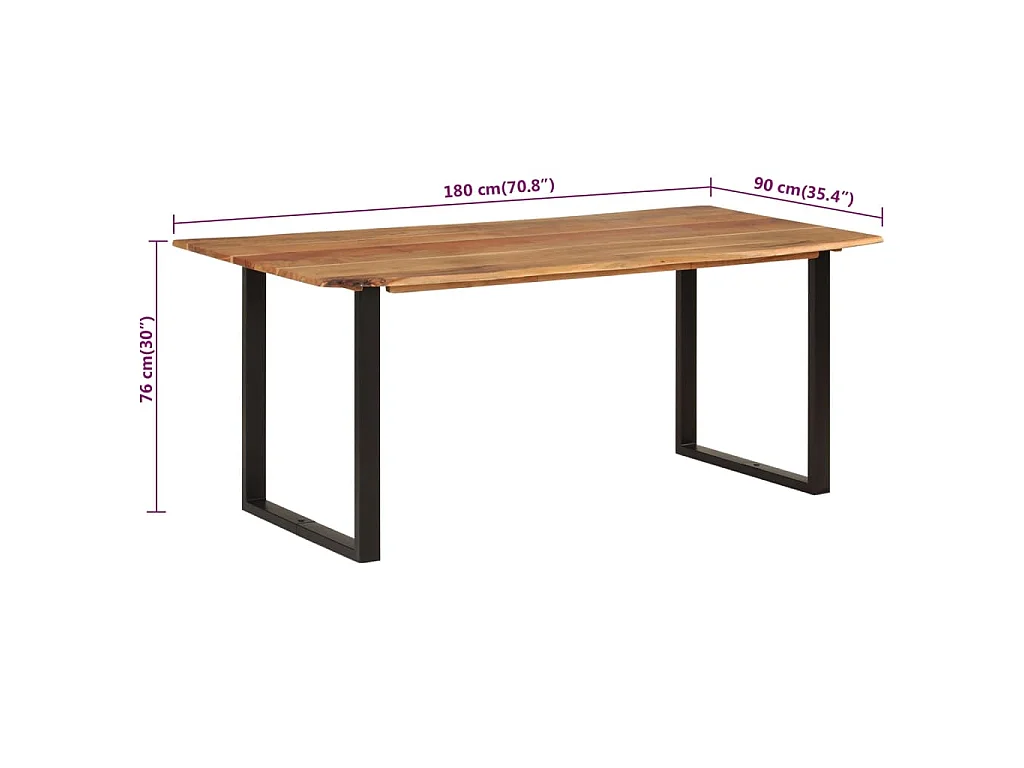 Table de salle à manger 180x90x76 cm Bois d'acacia massif