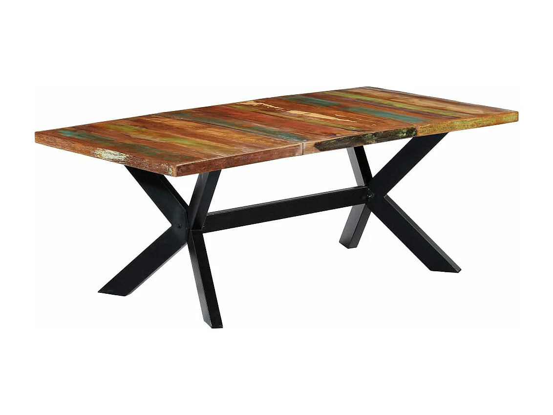 Mesa de jantar 200x100x75 cm madeira recuperada maciça
