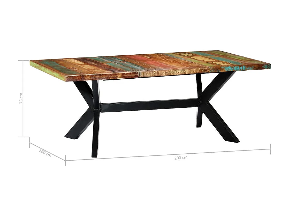 Table à manger 200x100x75 cm Bois de récupération solide