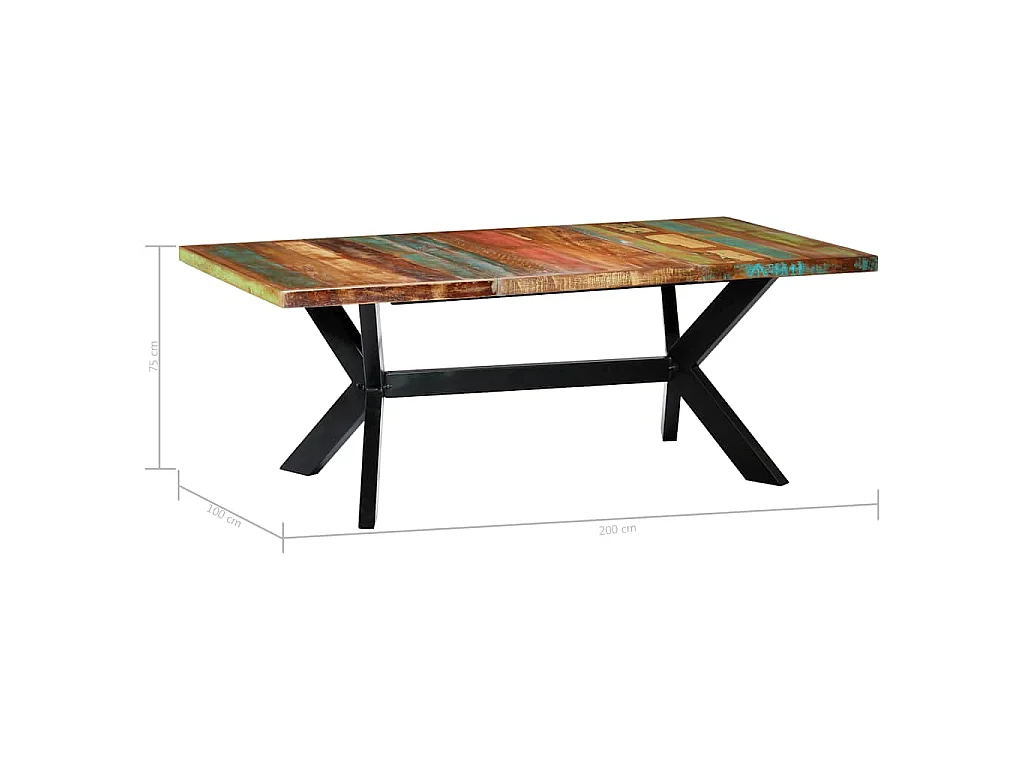Eettafel 200x100x75 cm massief gerecycled hout