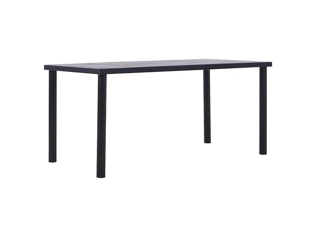 Table à manger Noir et gris béton 160x80x75 cm MDF