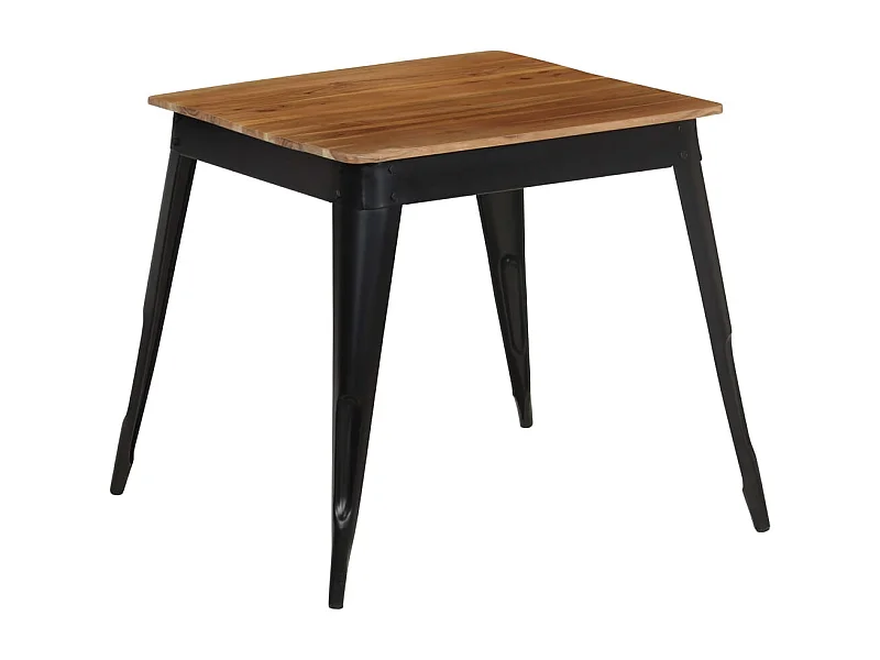 Mesa de jantar madeira de acácia maciça e aço 75x75x76 cm