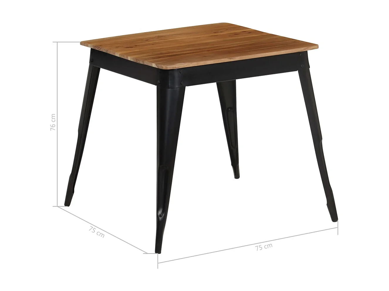 Table à manger Bois d'acacia massif et acier 75x75x76 cm