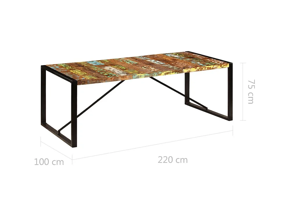 Eettafel 220x100x75 cm massief gerecycled hout