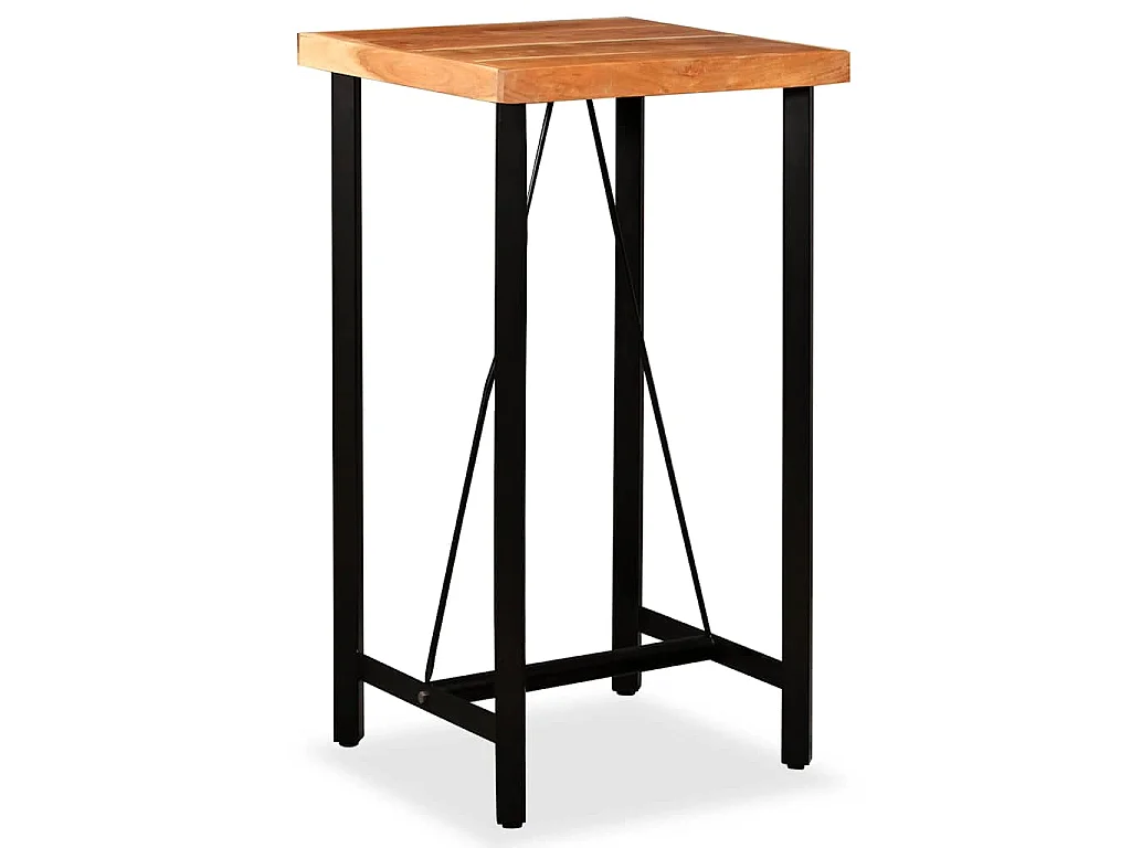 Tavolino da Bar in Legno Massello di Acacia 60x60x107 cm