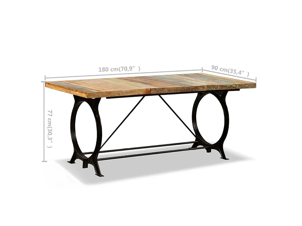 Table à manger Bois de récupération massif 180 cm