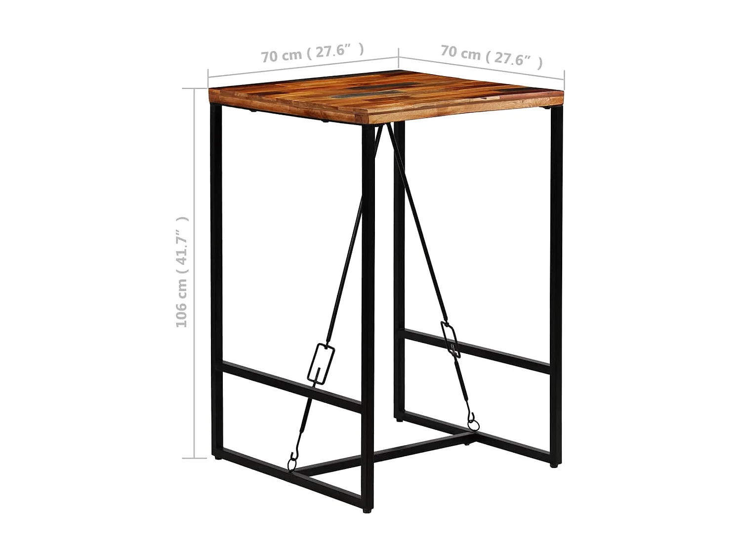 Bartisch Altholz Massiv 70x70x106 cm