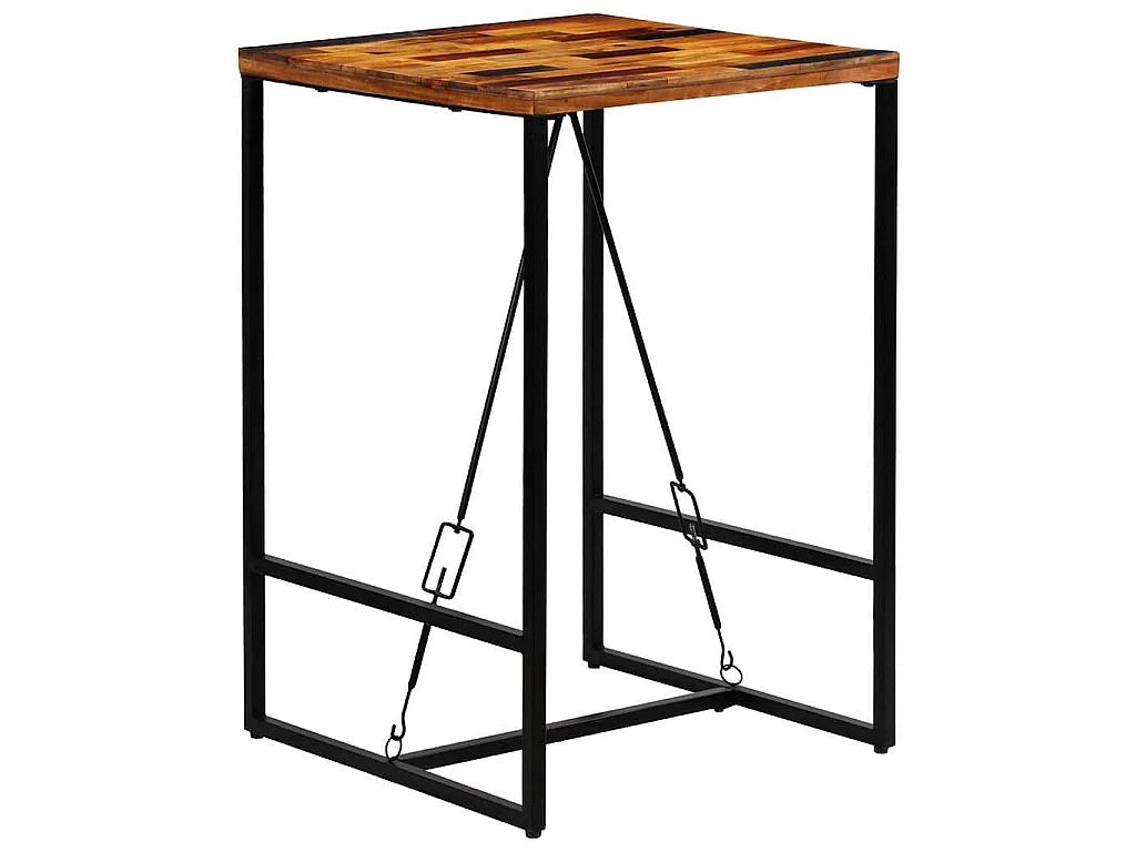Mesa de bar em madeira recuperada maciça 70x70x106 cm