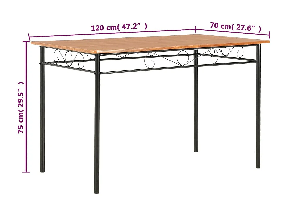 Table à manger Marron 120x70x75 cm MDF