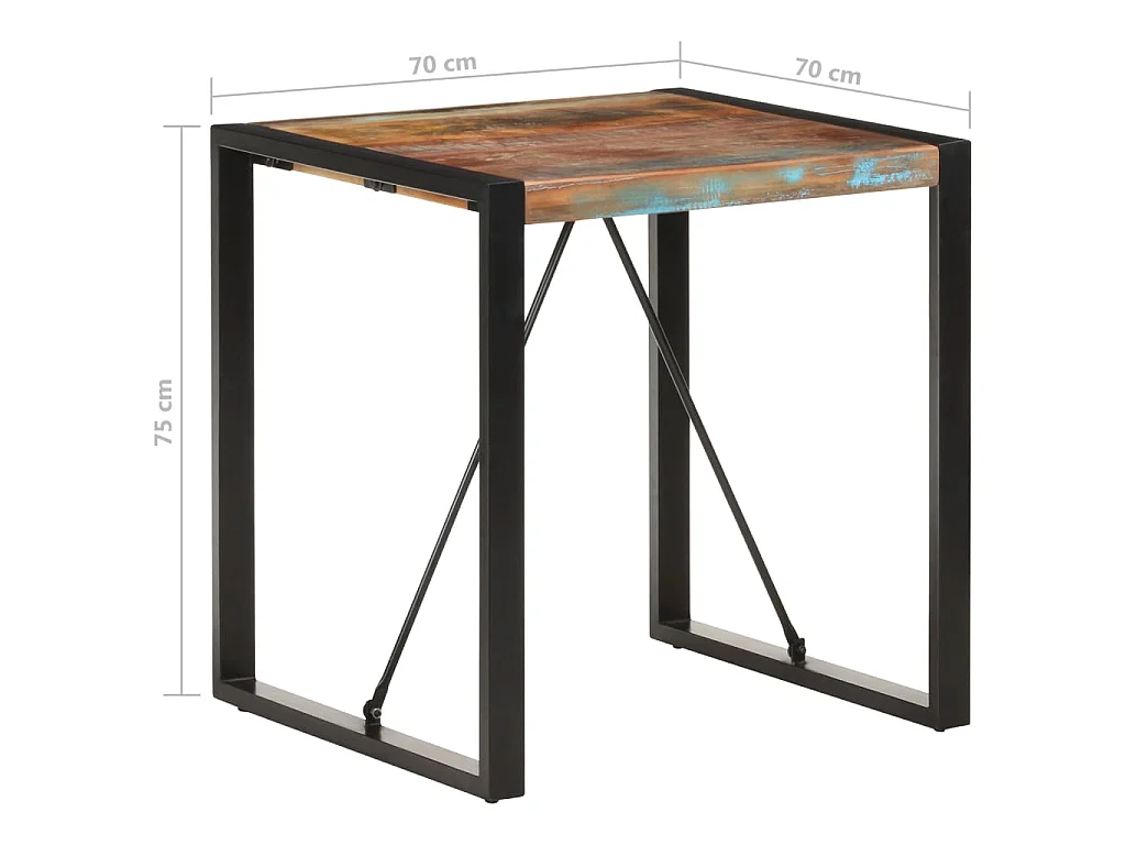Eettafel 70x70x75 cm massief gerecycled hout