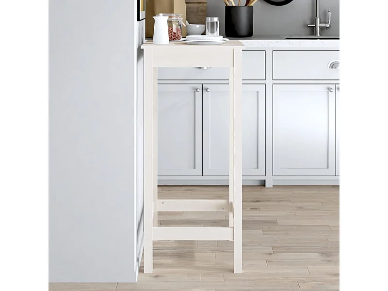 Mesa alta de bar madera maciza de pino blanco 50x50x110 cm