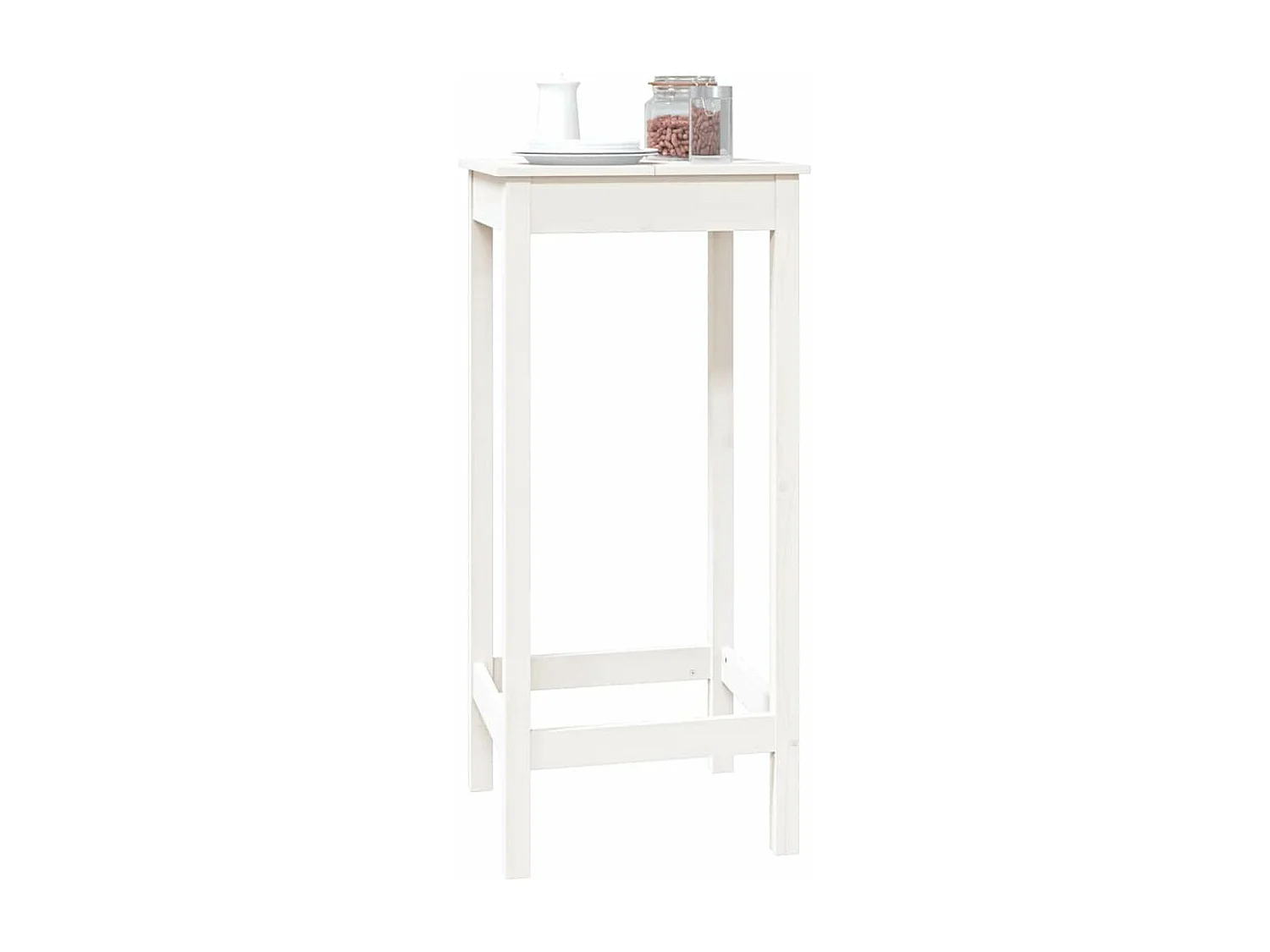 Table de bar blanc 50x50x110 cm bois massif de pin