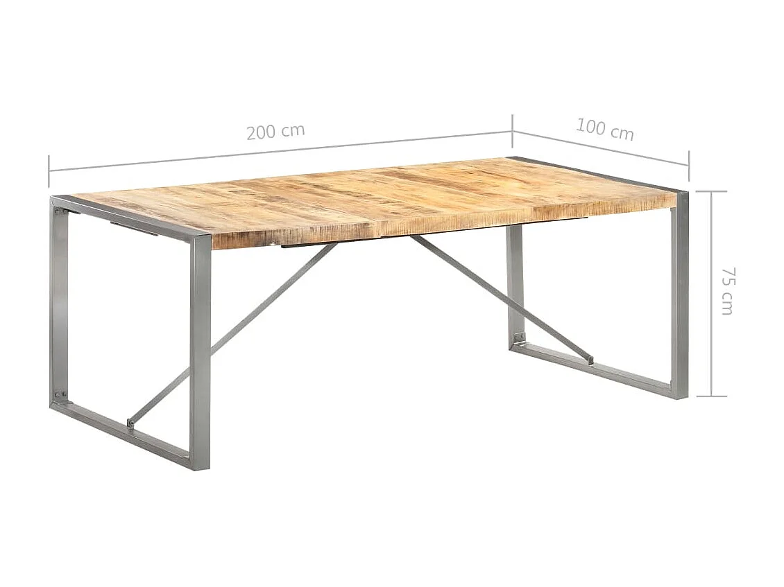 Tavolo da Pranzo 200x100x75cm in Legno Massello di Mango Grezzo