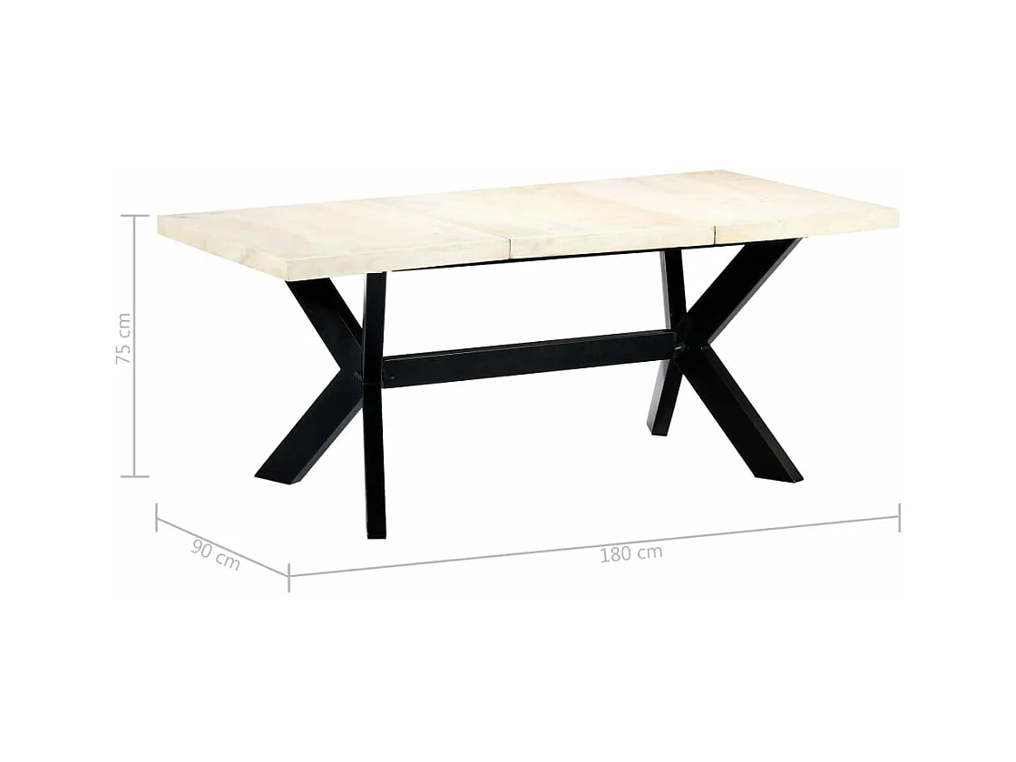 Table à dîner Blanc 180x90x75 cm Bois de manguier massif