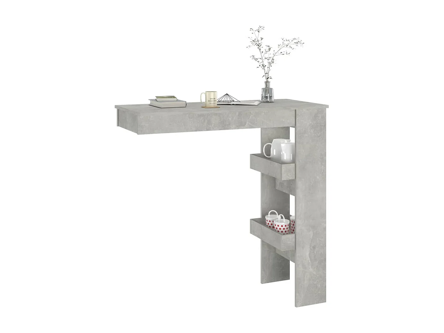 Bancone da Muro Grigio Cemento 102x45x103,5 cm Legno Compensato