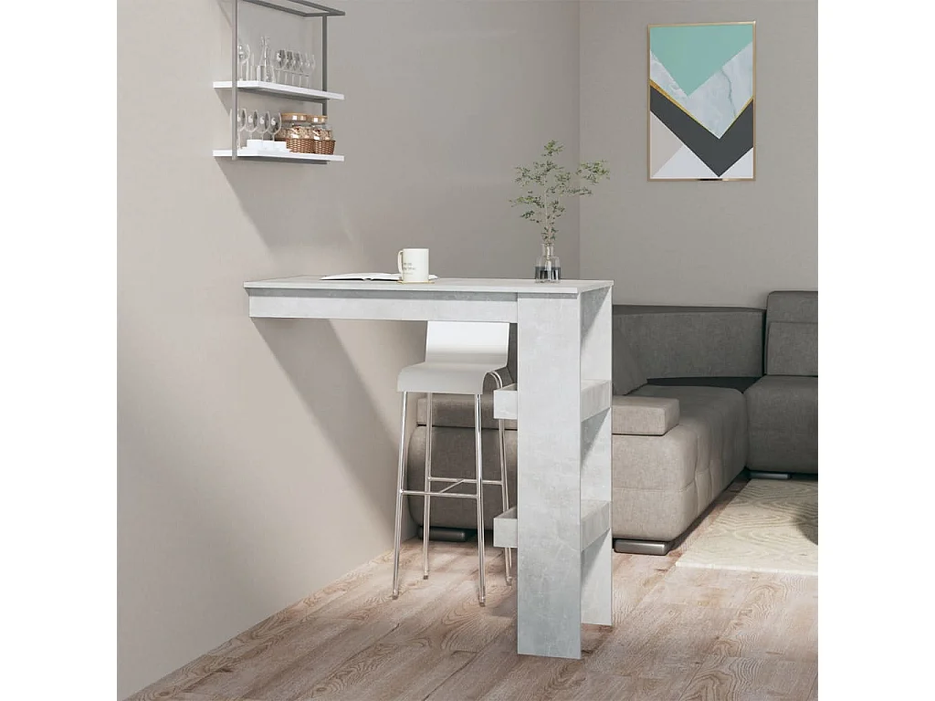 Bartafel wandgemonteerd 102x45x103,5 cm bewerkt hout grijs