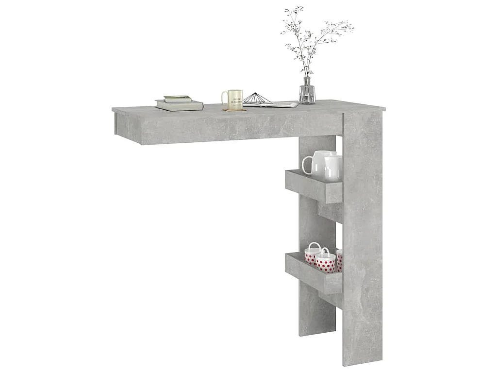 Table de bar murale Gris Béton 102x45x103,5cm Bois d'ingénierie