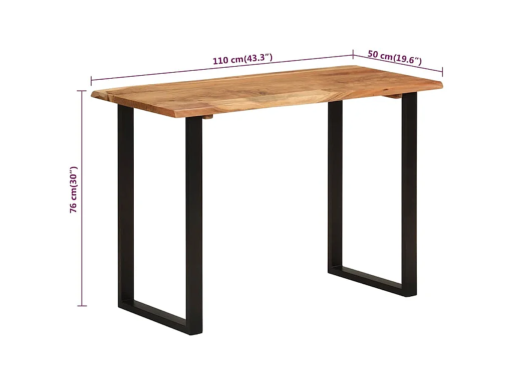 Table à dîner 110x50x76 cm Bois d'acacia solide
