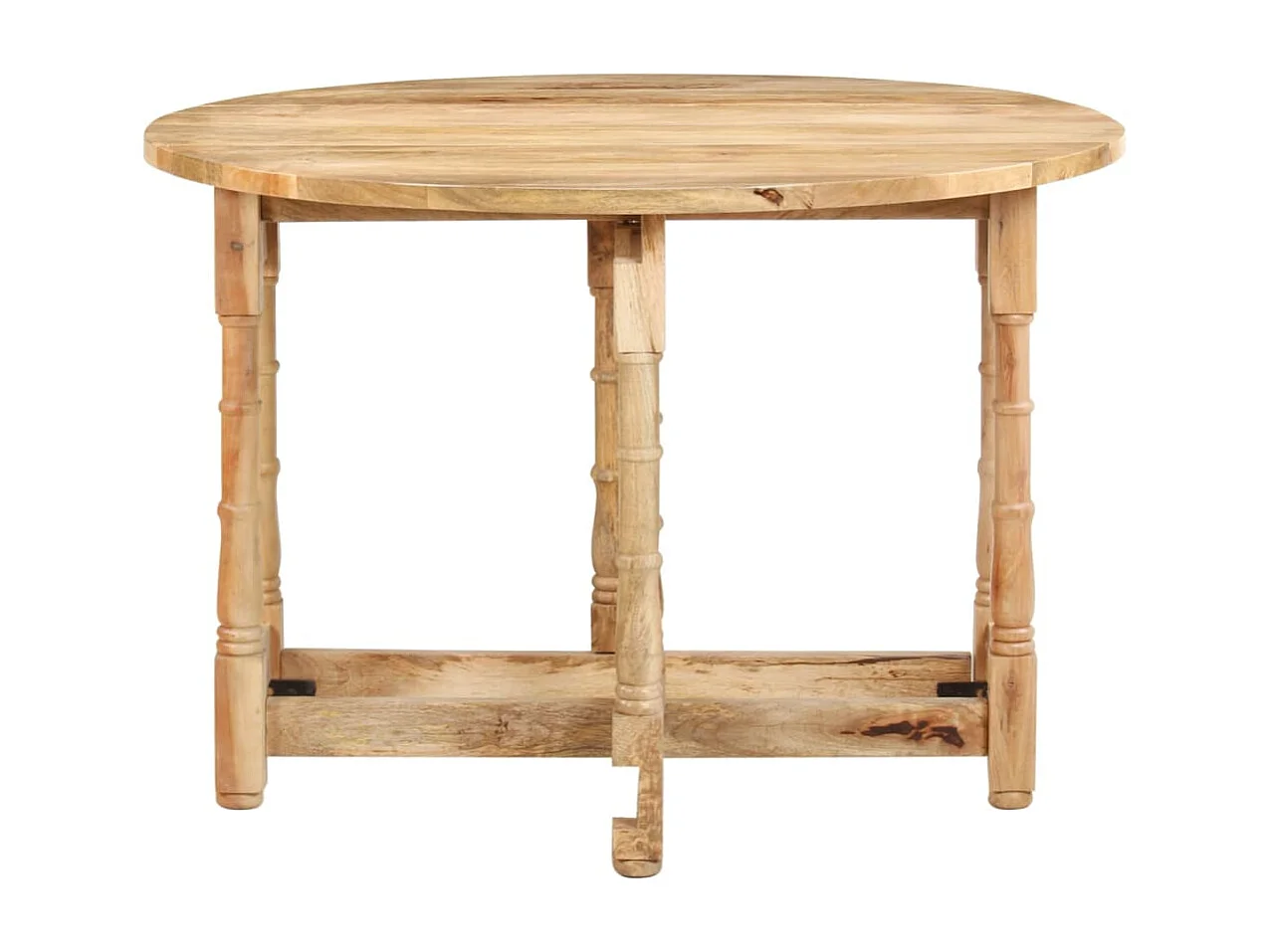 Mesa de jantar redonda 110x76 cm madeira de mangueira maciça