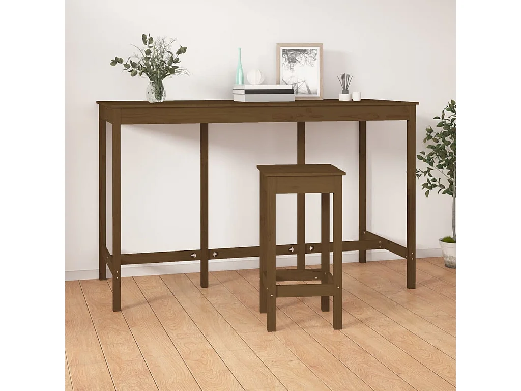Table de bar Marron miel 180x80x110 cm Bois massif de pin