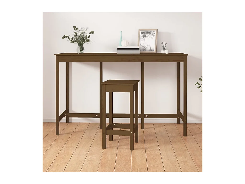 Table de bar Marron miel 180x80x110 cm Bois massif de pin