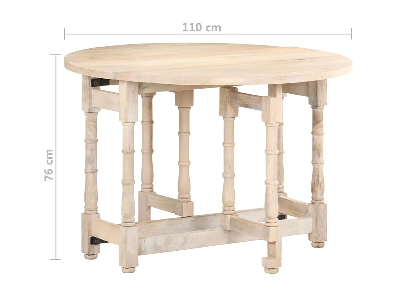 Esstisch Rund 110x76 cm Mango Massivholz