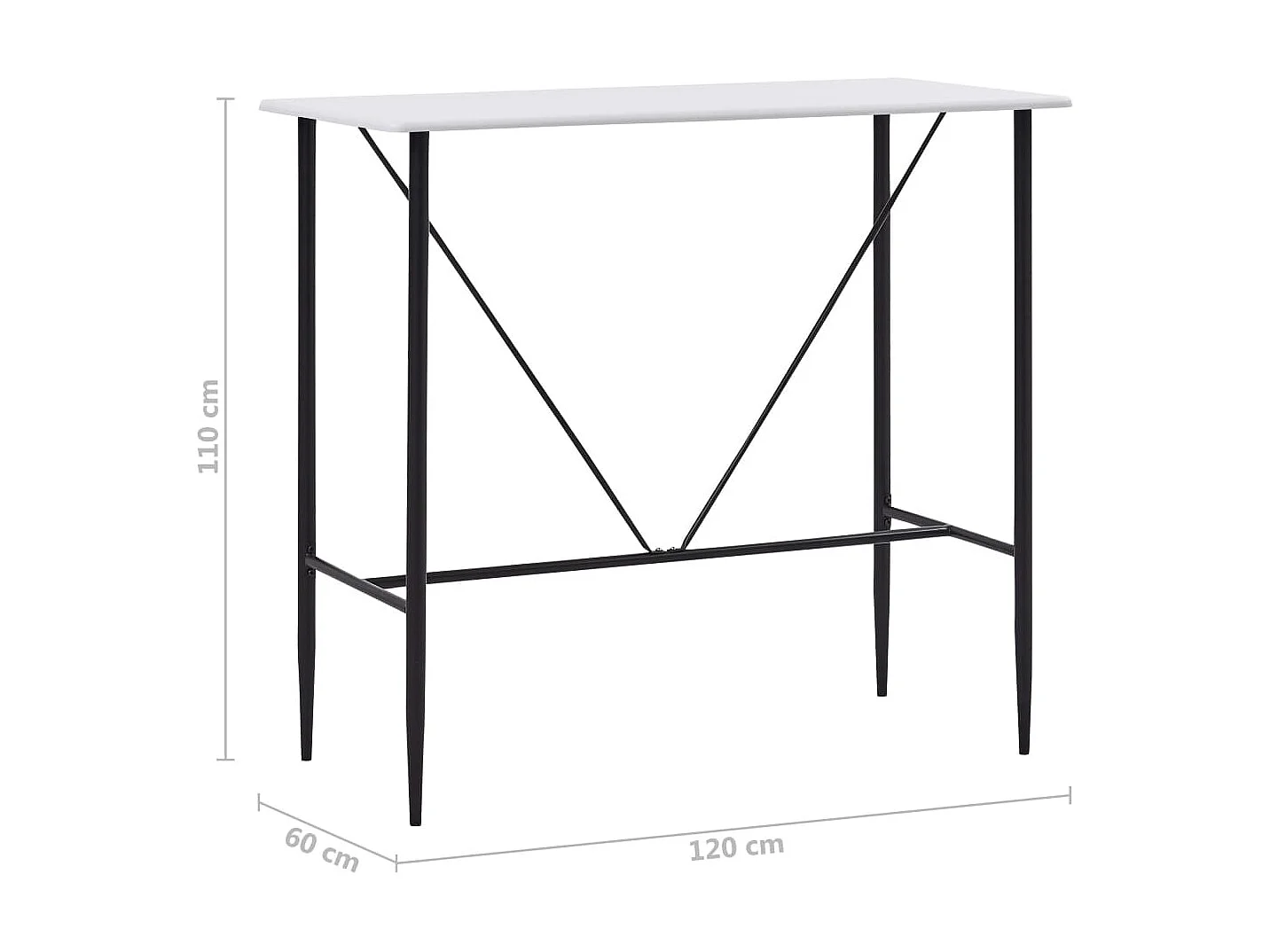 Bartisch Weiß 120 x 60 x 110 cm MDF