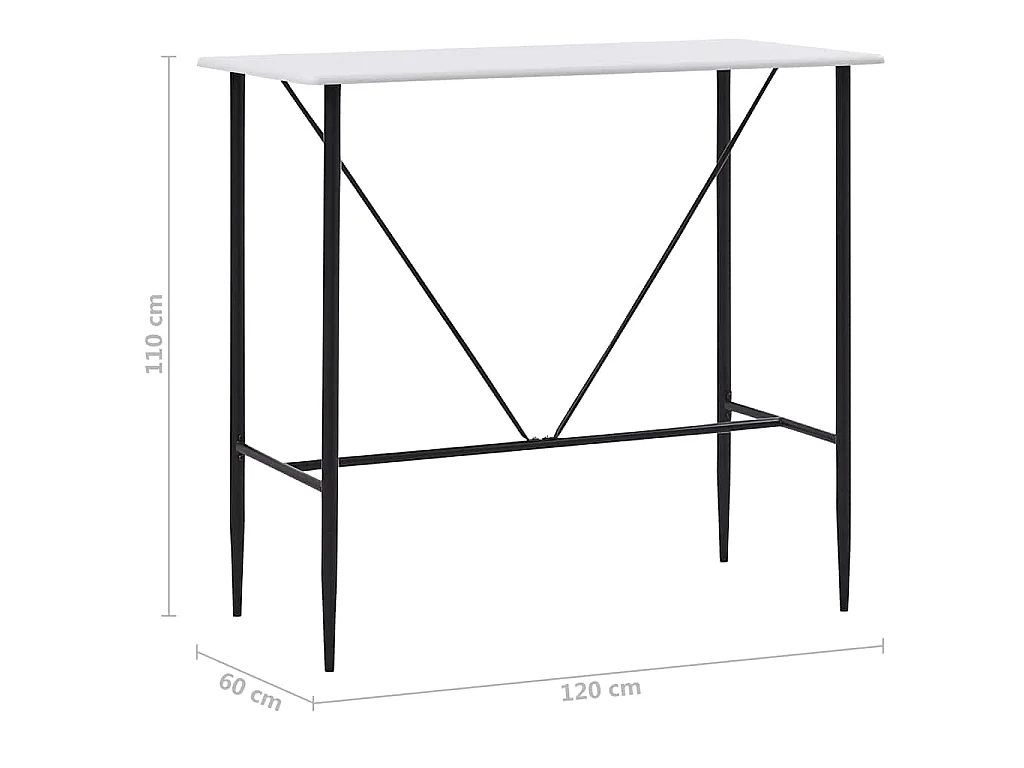 Mesa de bar 120x60x110 cm MDF branco