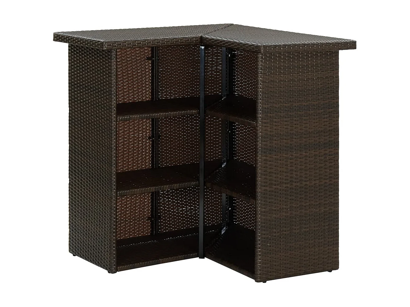 Mesa bar de canto 100x50x105 cm vime PE castanho